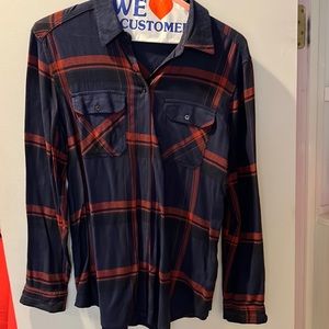 Soft navy and red pattern flannel size Small